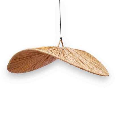 Wood Veneer Butterfly Pendant Light – Handwoven Natural Ceiling Lamp 22″