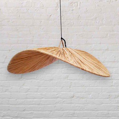 Wood Veneer Butterfly Pendant Light – Handwoven Natural Ceiling Lamp 22″