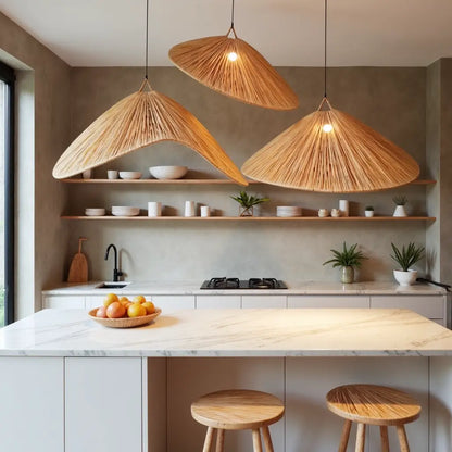 Wood Veneer Butterfly Pendant Light – Handwoven Natural Ceiling Lamp 22″